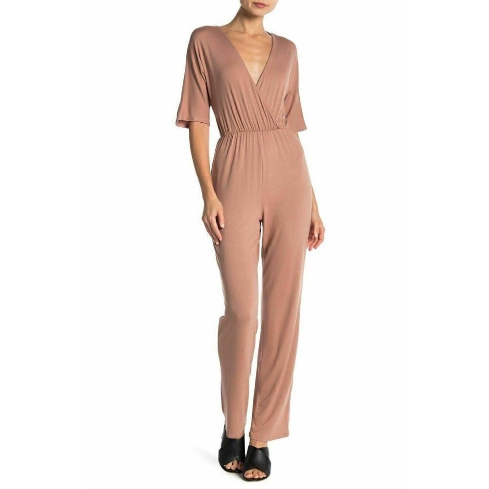 Vanity Room Knit Surplice V-Neck Jumpsuit Size S